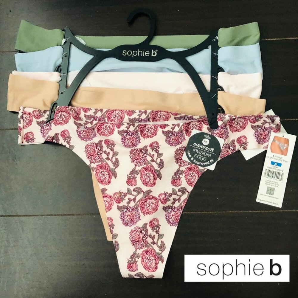 NWT - sophie b 5 Thongs No Show Panty Lines Size XL
